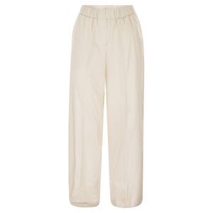 Peserico Women Loose-Fitting Stretch Cotton Trousers With Elasticated Waistband